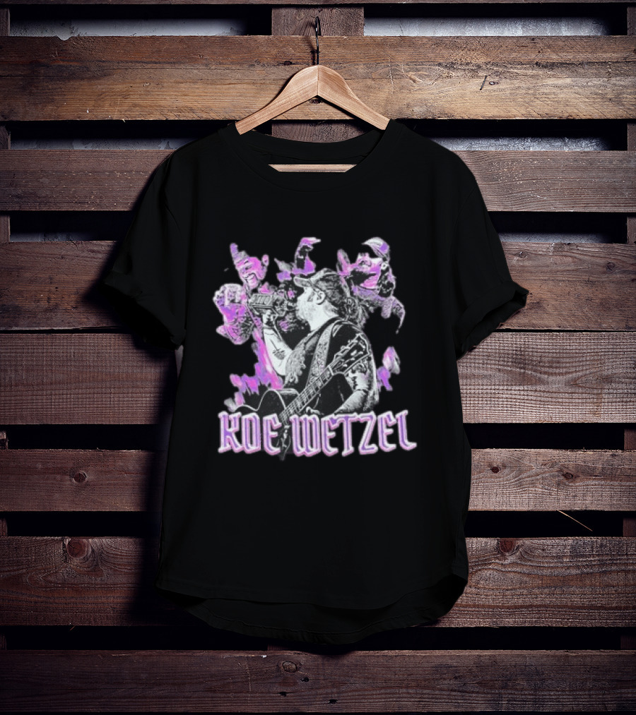 Koe Wetzel Fall Tour 2022 Purple Guitarist Montage T-Shirt