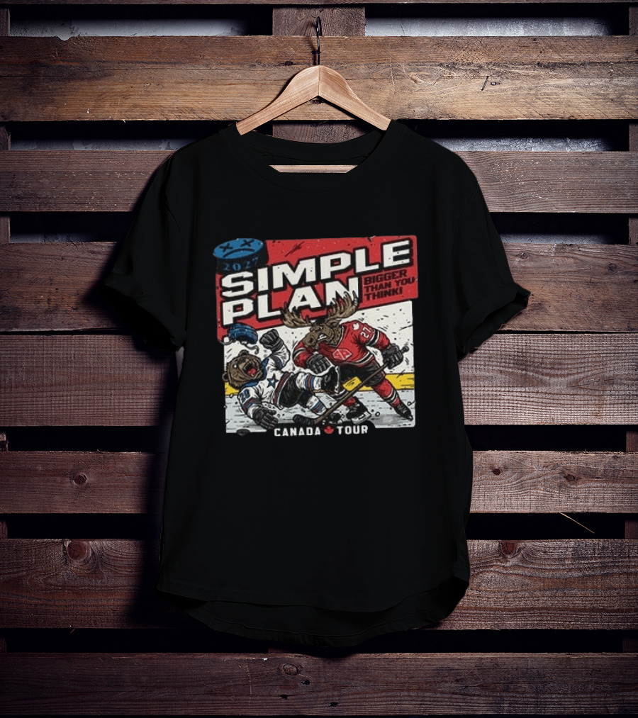 2027 Simple Plan Bigger Than You Think Canada Tour Hockey T-Shirt