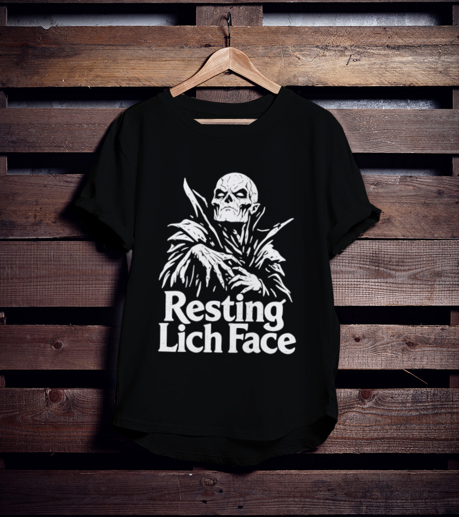 Resting Lich Face Skeleton Halloween 2026 T-Shirt