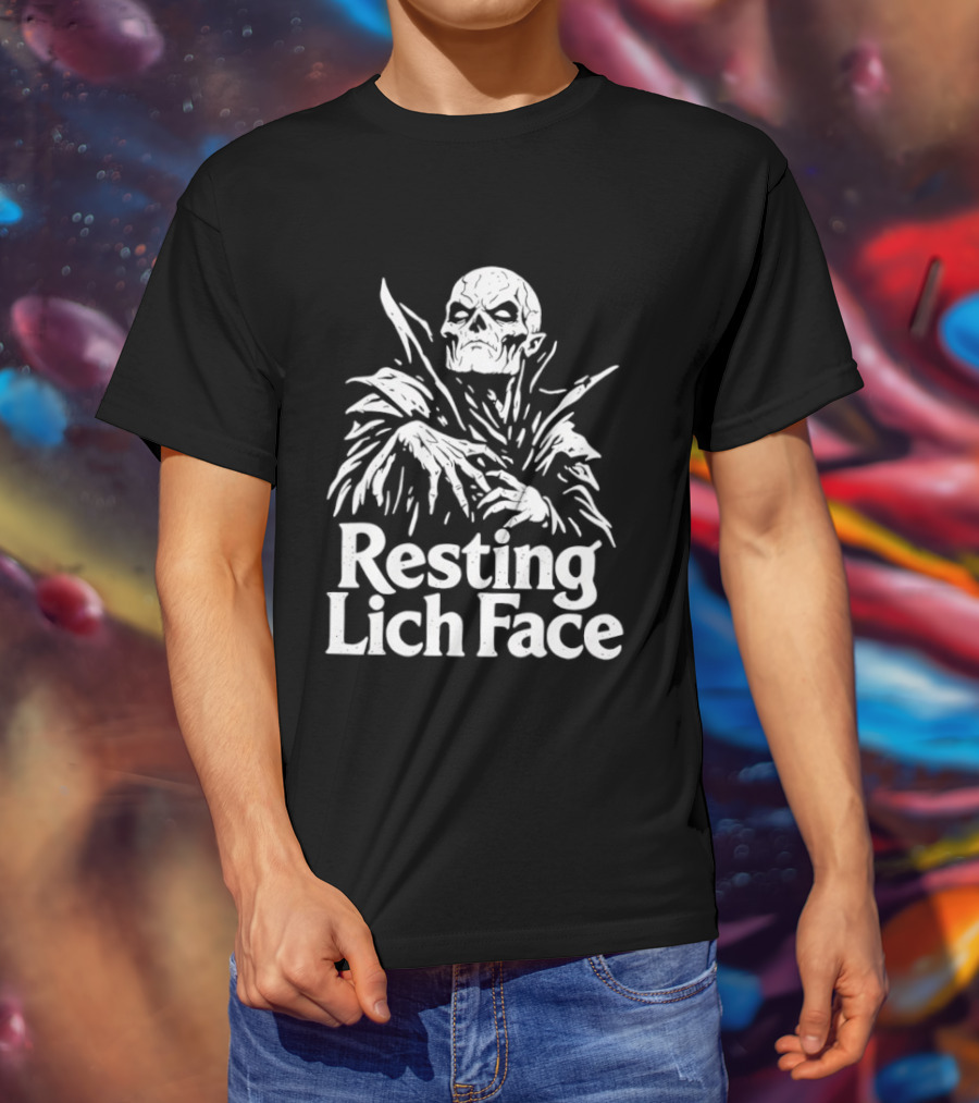 Resting Lich Face Skeleton Halloween 2026 T-Shirt