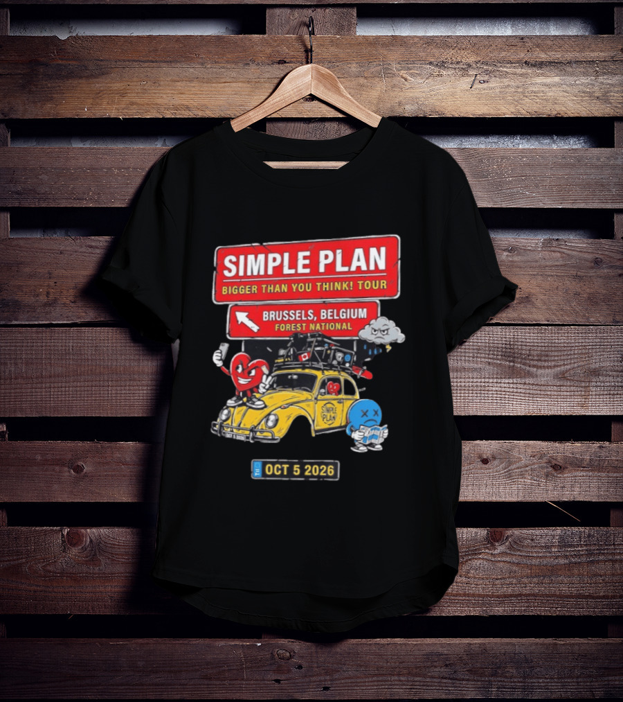 Simple Plan Bigger Than You Think Tour Brussels Belgium Forest National Oct 5 2026 T-Shirt