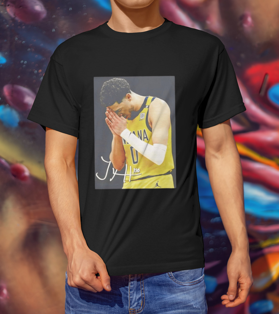 Tyrese Haliburton Indiana Pacers Praying NBA 0 JH Signature T-Shirt