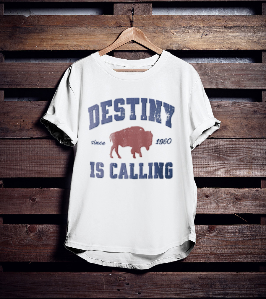 Destiny Is Calling 1960 Buffalo Bills Red Buffalo Distressed T-Shirt