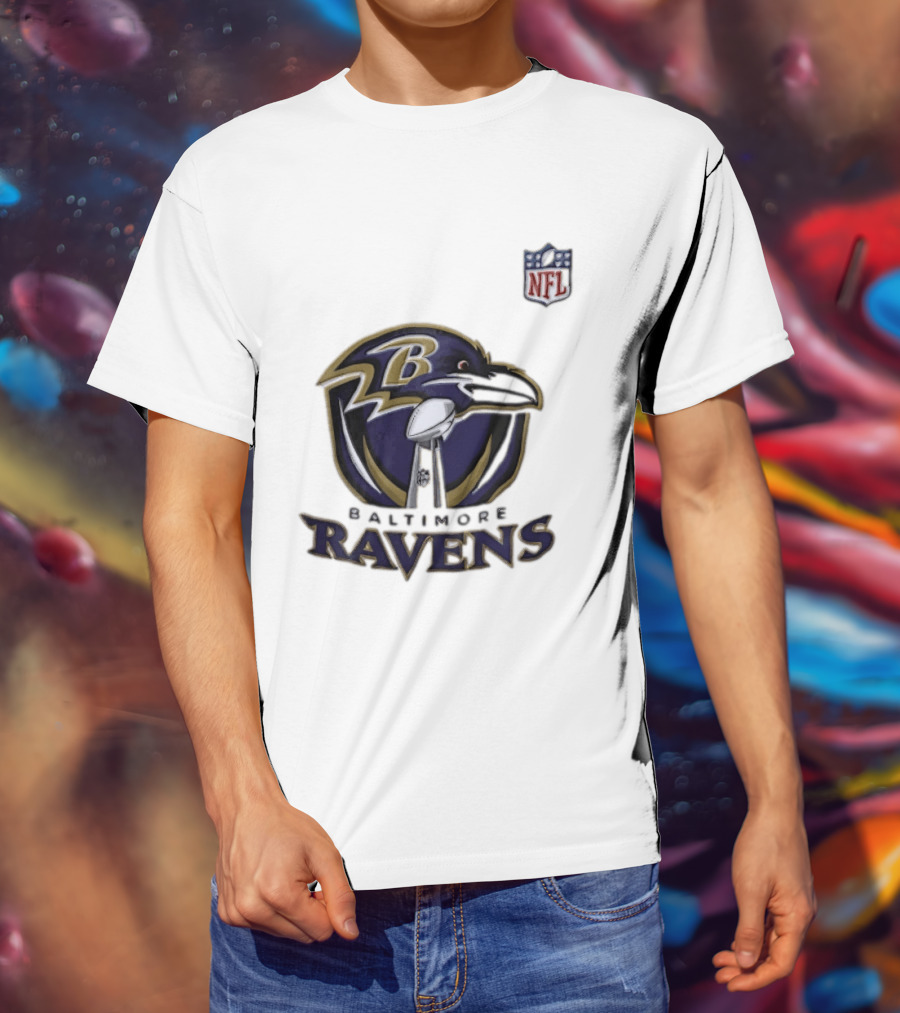 Baltimore Ravens Lamar Jackson 8 NFL Logo Ravens Football T-Shirt