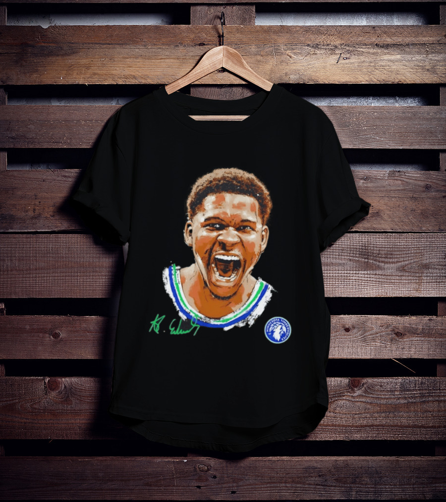 Anthony Edwards Minnesota Timberwolves Basketball Player Signature T-Shirt