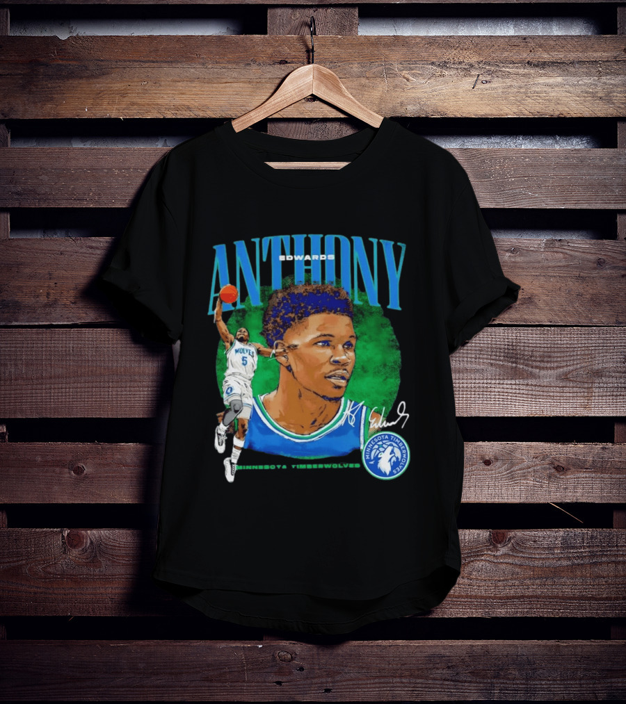 Anthony Edwards No 5 Minnesota Timberwolves Basketball Star Wolves T-Shirt