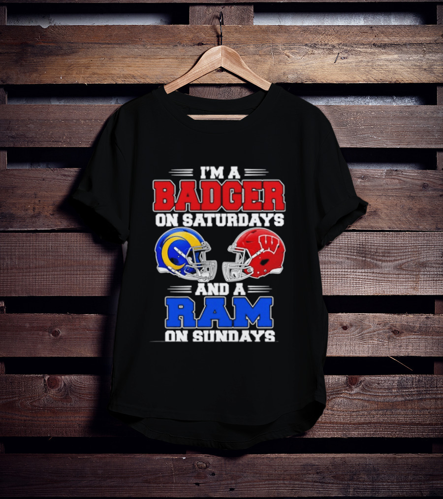 I'm A Badger On Saturdays And A Ram On Sundays Sports Fan Helmets T-Shirt