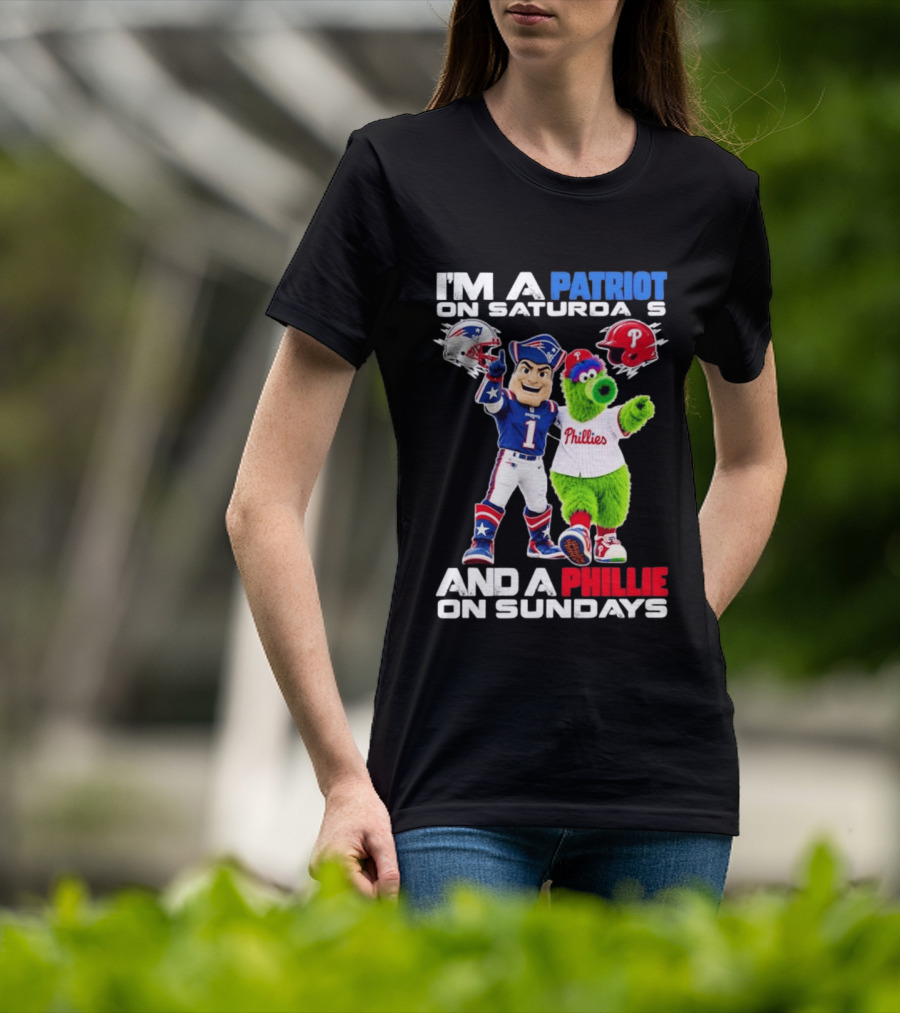 Patriot Saturdays Phillie Sundays Mascots Patriots Phillies T-Shirt