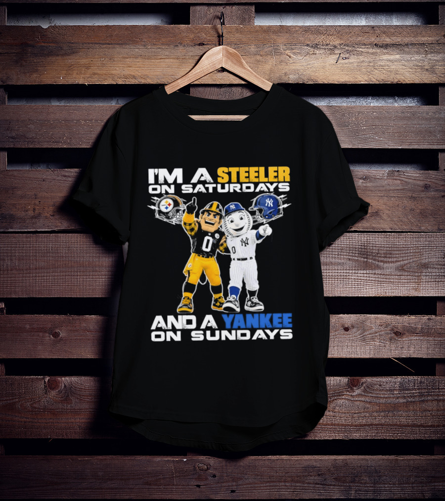 I'm A Steeler On Saturdays And A Yankee On Sundays Football Baseball Mascots T-Shirt