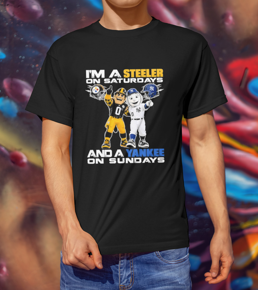 I'm A Steeler On Saturdays And A Yankee On Sundays Football Baseball Mascots T-Shirt