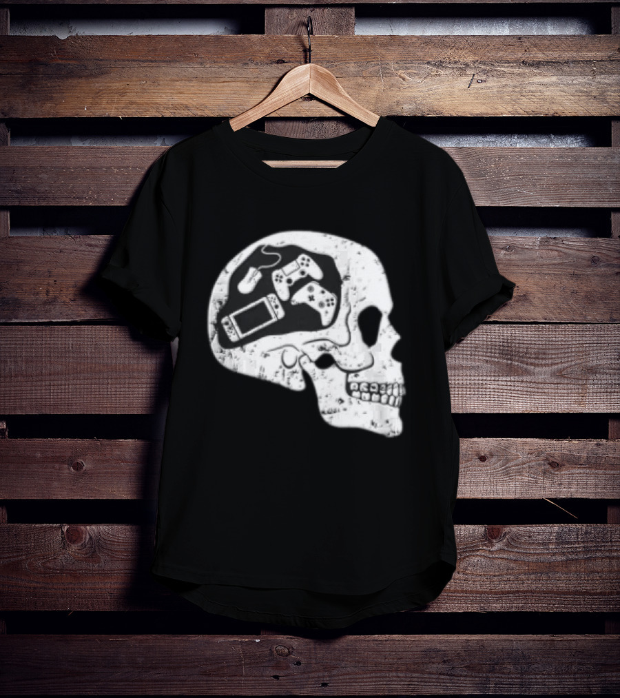 Skull Brain Gaming Controllers Mouse Video Game Lovers T-Shirt