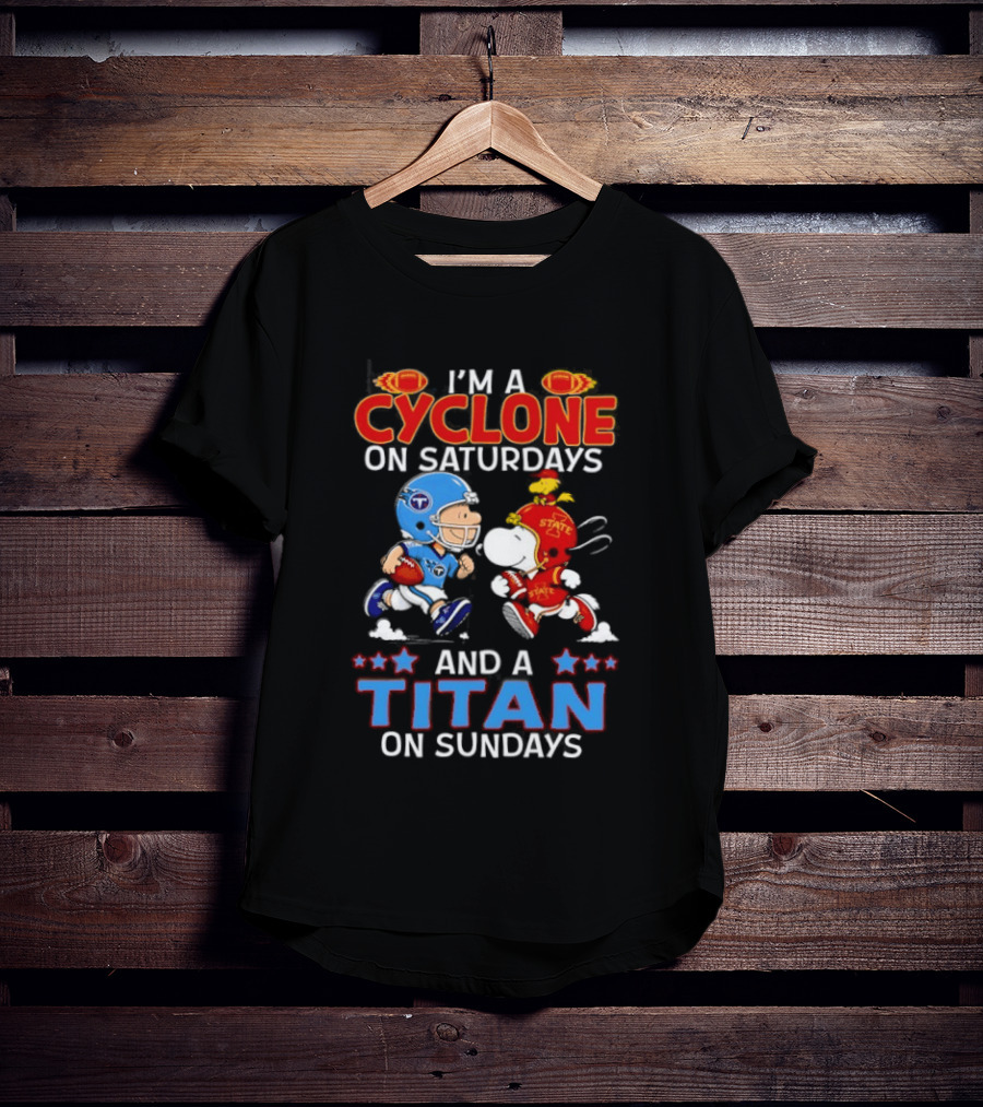 Charlie Brown Cyclone Saturdays Snoopy Titan Sundays Football T-Shirt