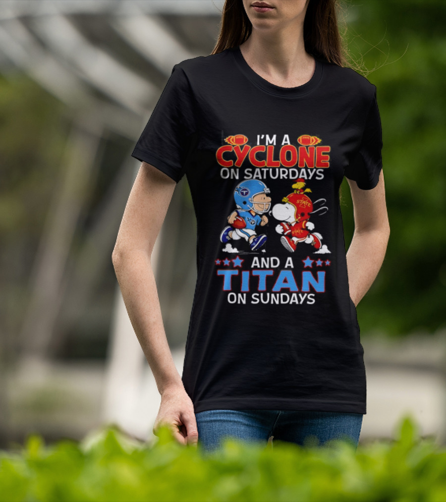 Charlie Brown Cyclone Saturdays Snoopy Titan Sundays Football T-Shirt