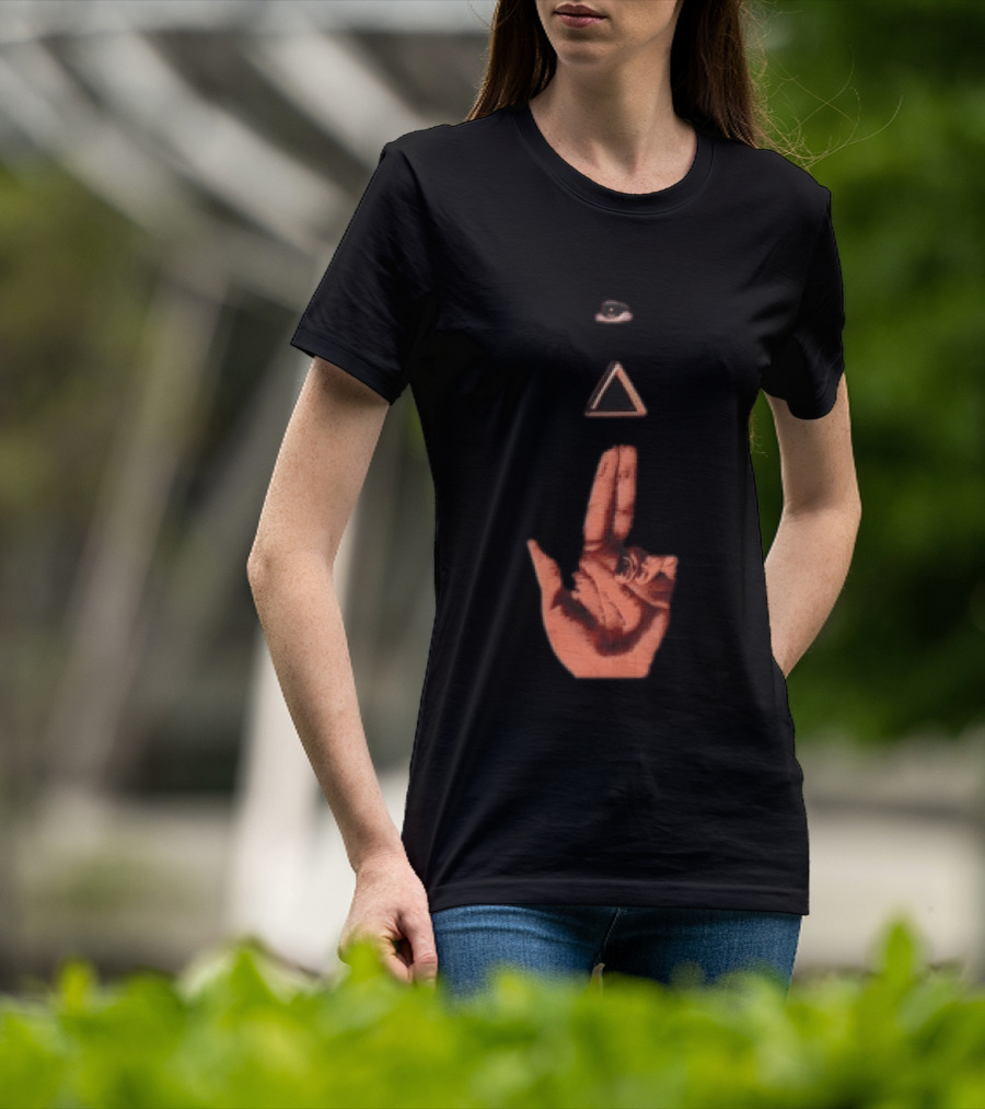 Hand Making Gun Gesture With Pyramid Eye T-Shirt