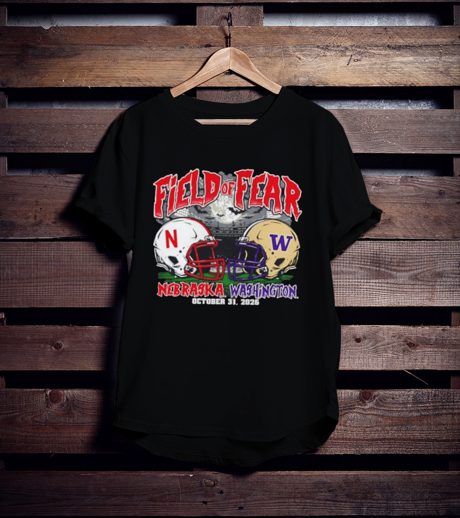 Field Of Fear 2026 Nebraska Cornhuskers Vs Washington Huskies Halloween October 31 T-Shirt