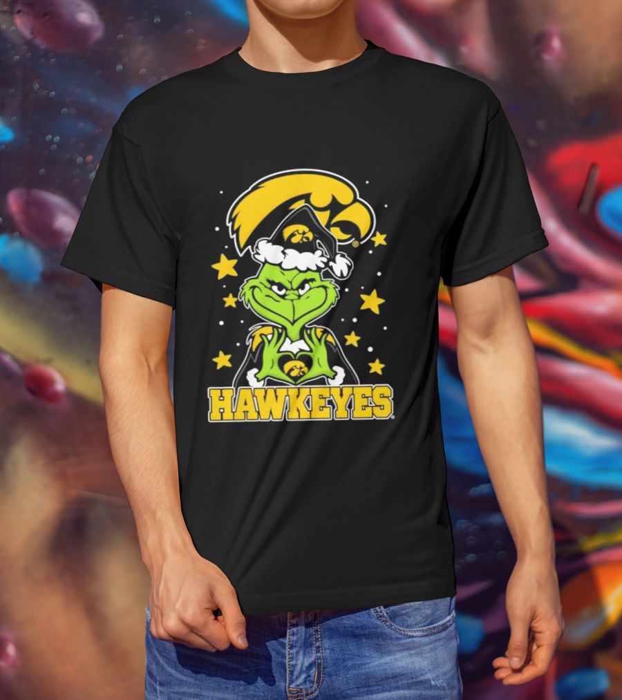 Iowa Hawkeyes Grinch Christmas NCAA Fan Gear T-Shirt