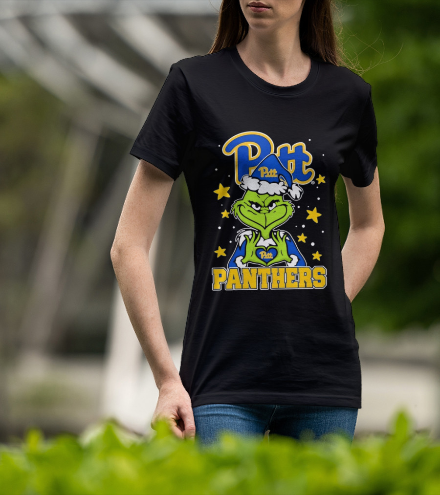 Pitt Panthers The Grinch Heart Hands University Of Pittsburgh T-Shirt