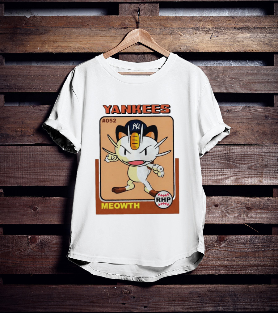 Yankees Meowth #052 RHP Baseball Card T-Shirt