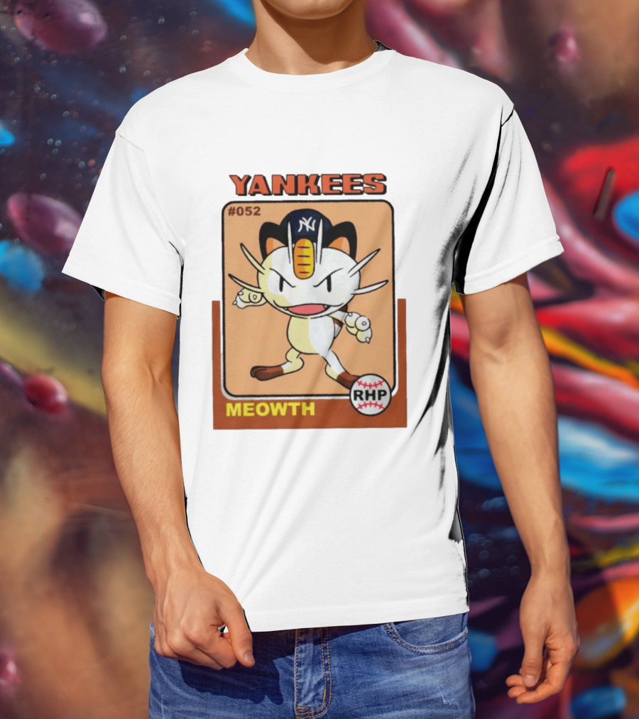 Yankees Meowth #052 RHP Baseball Card T-Shirt