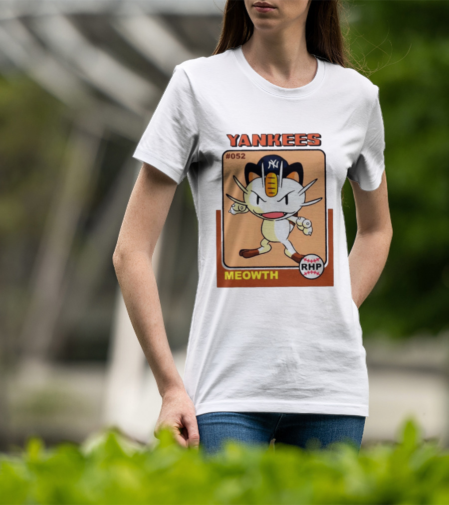 Yankees Meowth #052 RHP Baseball Card T-Shirt