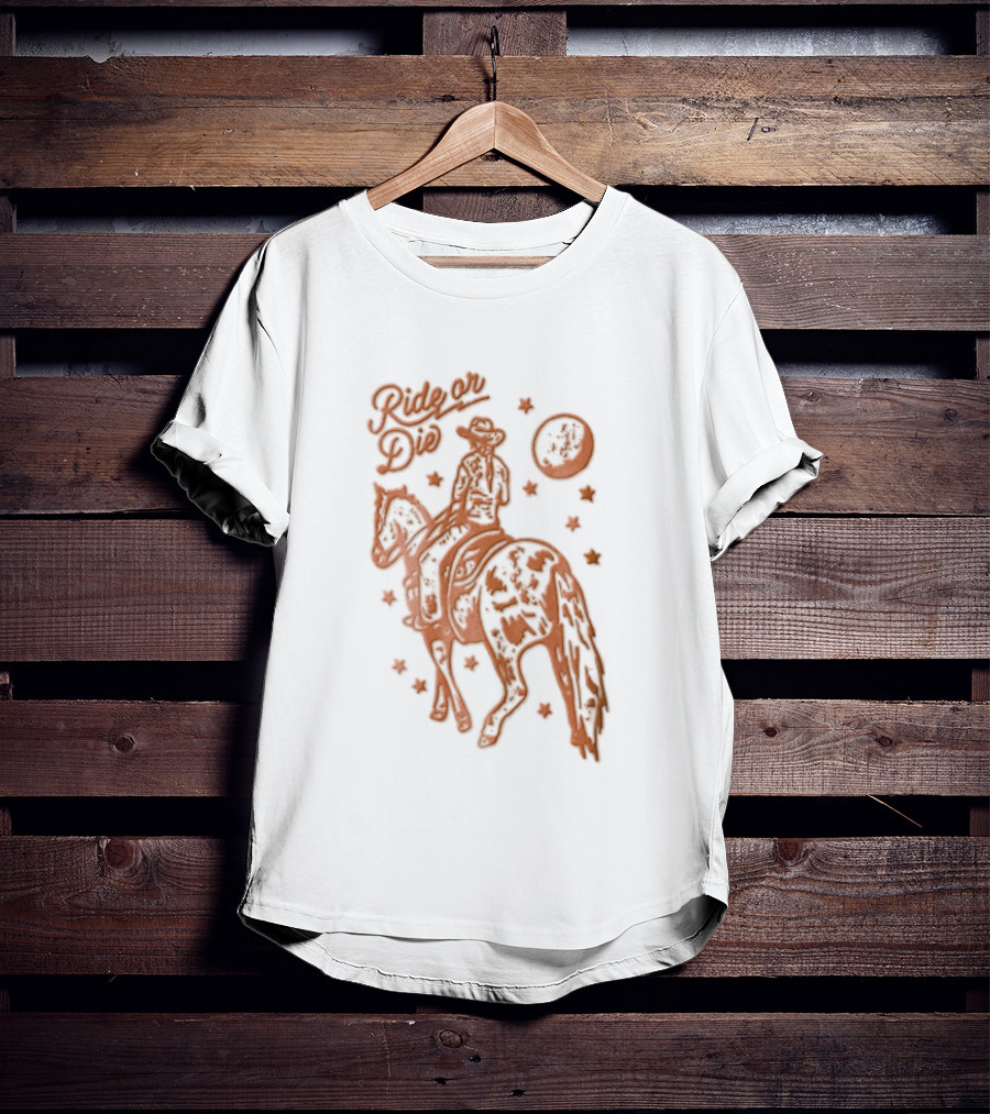 Ride Or Die Cowgirl Horse Under Stars And Moon T-Shirt