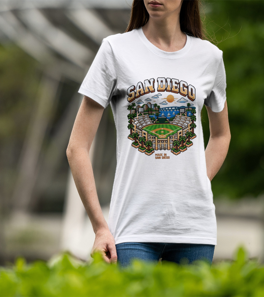 San Diego Pixel Art Petco Park Skyline Made In San Diego T-Shirt