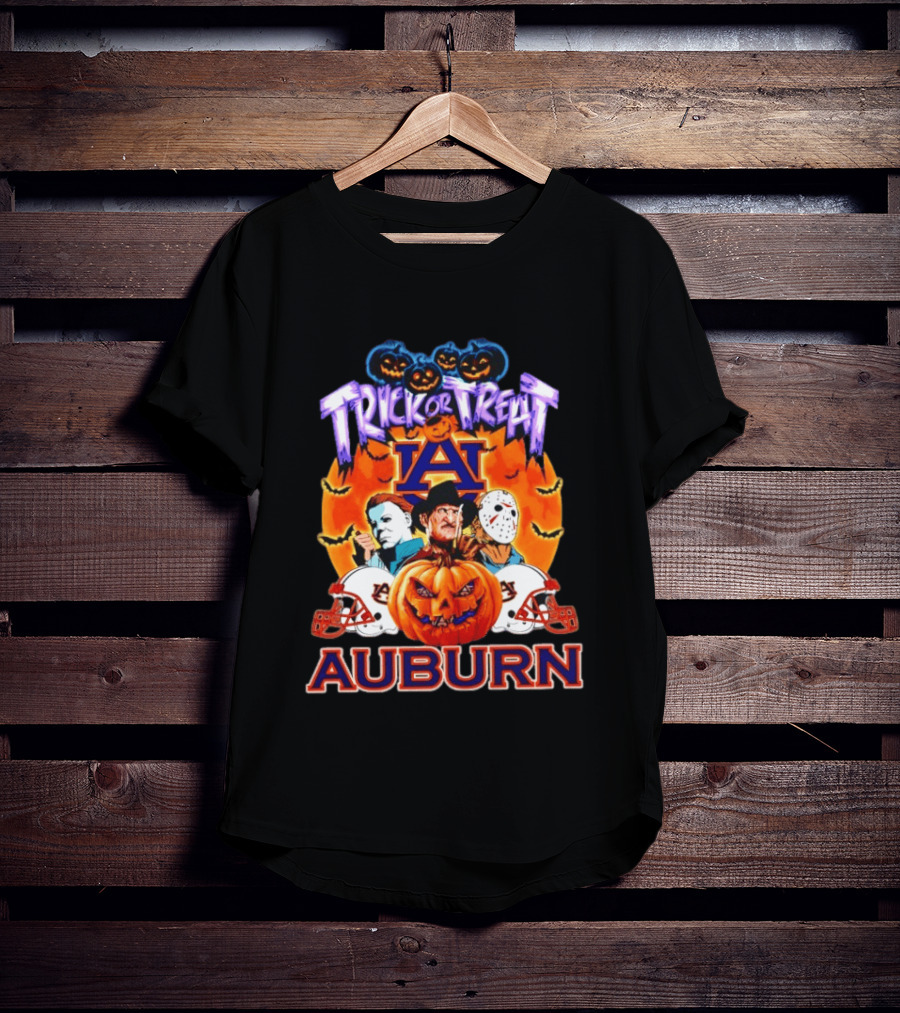Auburn Tigers Halloween Trick Or Treat Horror Characters 2026 T-Shirt