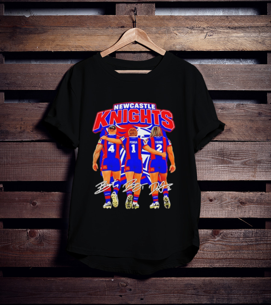 Newcastle Knights Best Ponga Young Football Signatures T-Shirt