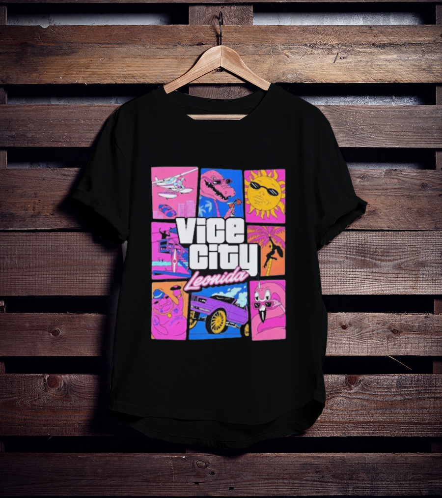 Vice City Leonida Sun Shades Crocodile Pink Car T-Shirt