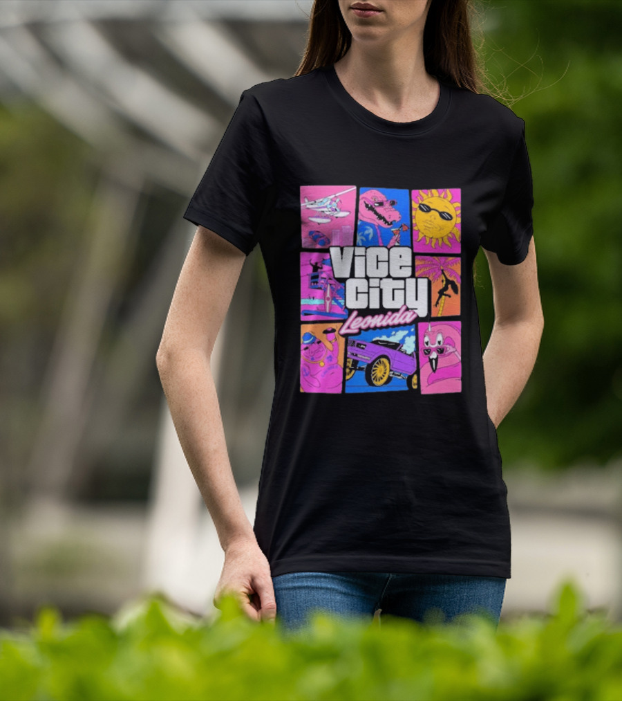 Vice City Leonida Sun Shades Crocodile Pink Car T-Shirt