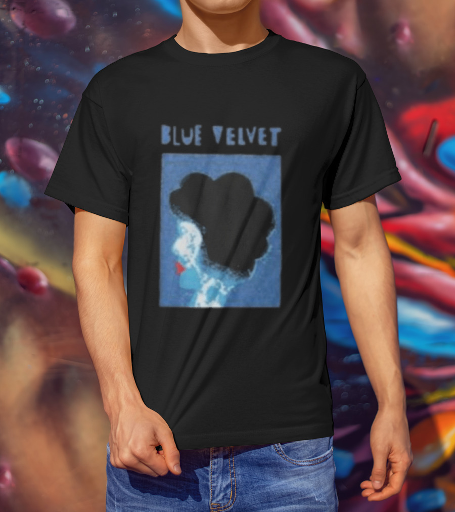 Blue Velvet Afro Silhouette Red Lips T-Shirt
