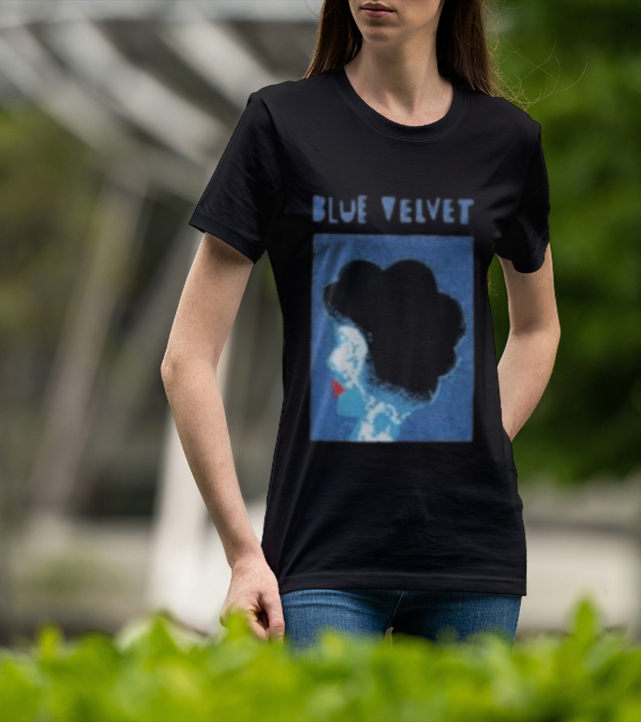 Blue Velvet Afro Silhouette Red Lips T-Shirt