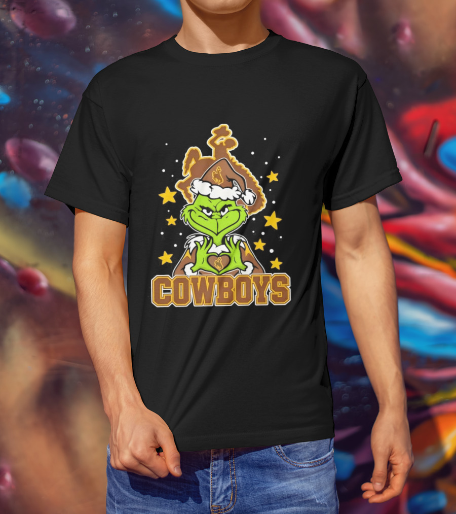 Grinch Cowboys Christmas Wyoming College Football T-Shirt