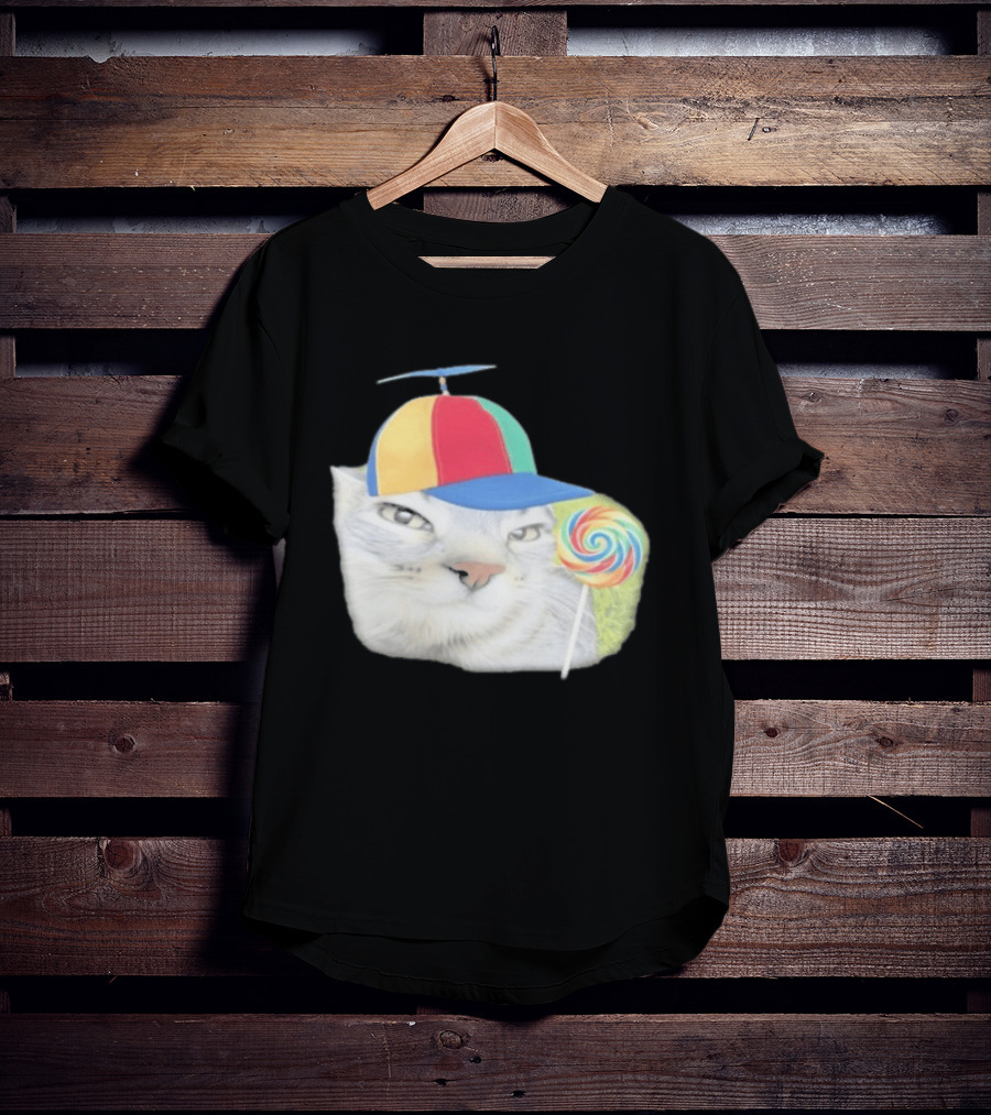 Silly Kitty Cat Candy Rainbow Cap Lollipop T-Shirt