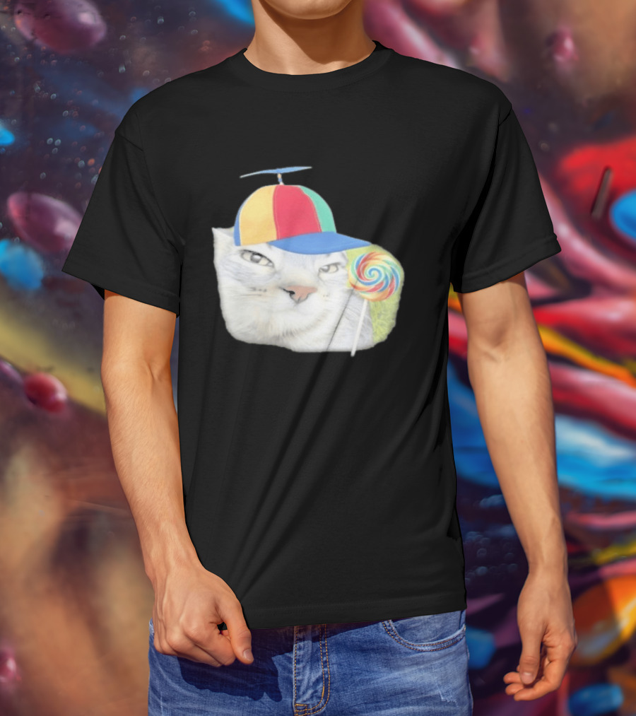 Silly Kitty Cat Candy Rainbow Cap Lollipop T-Shirt