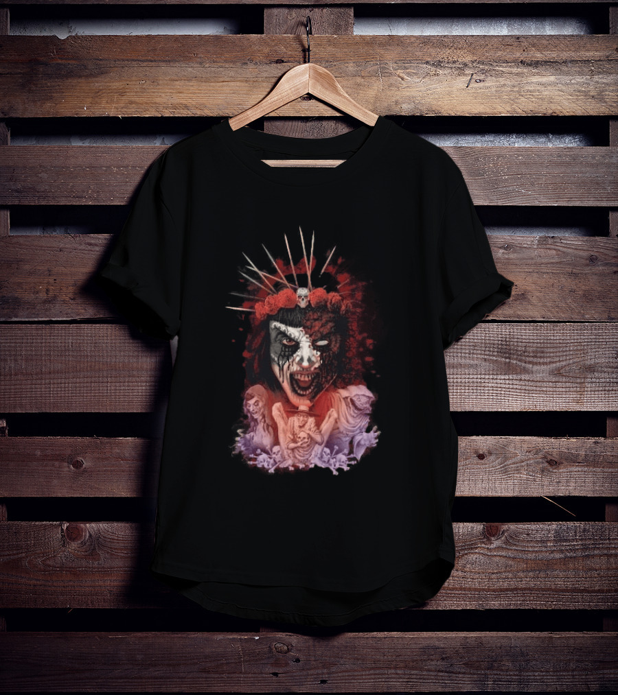 Universal Halloween Horror Nights 2026 Masked Horror Queen And Ghoulish Figures T-Shirt
