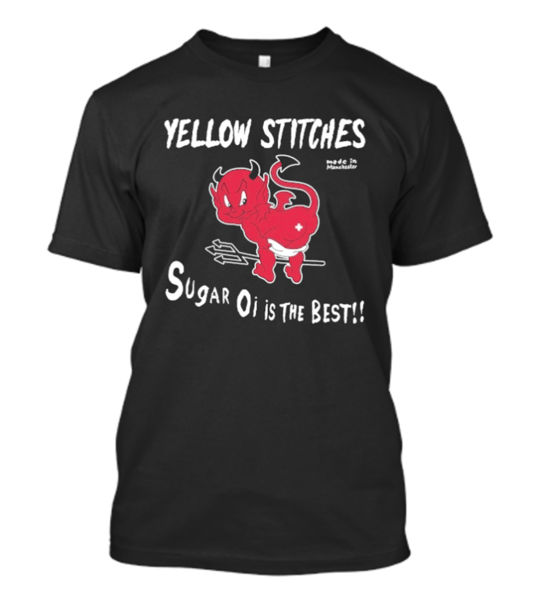 Yellow Stitches Sugar Oi Is The Best Devil T-Shirt