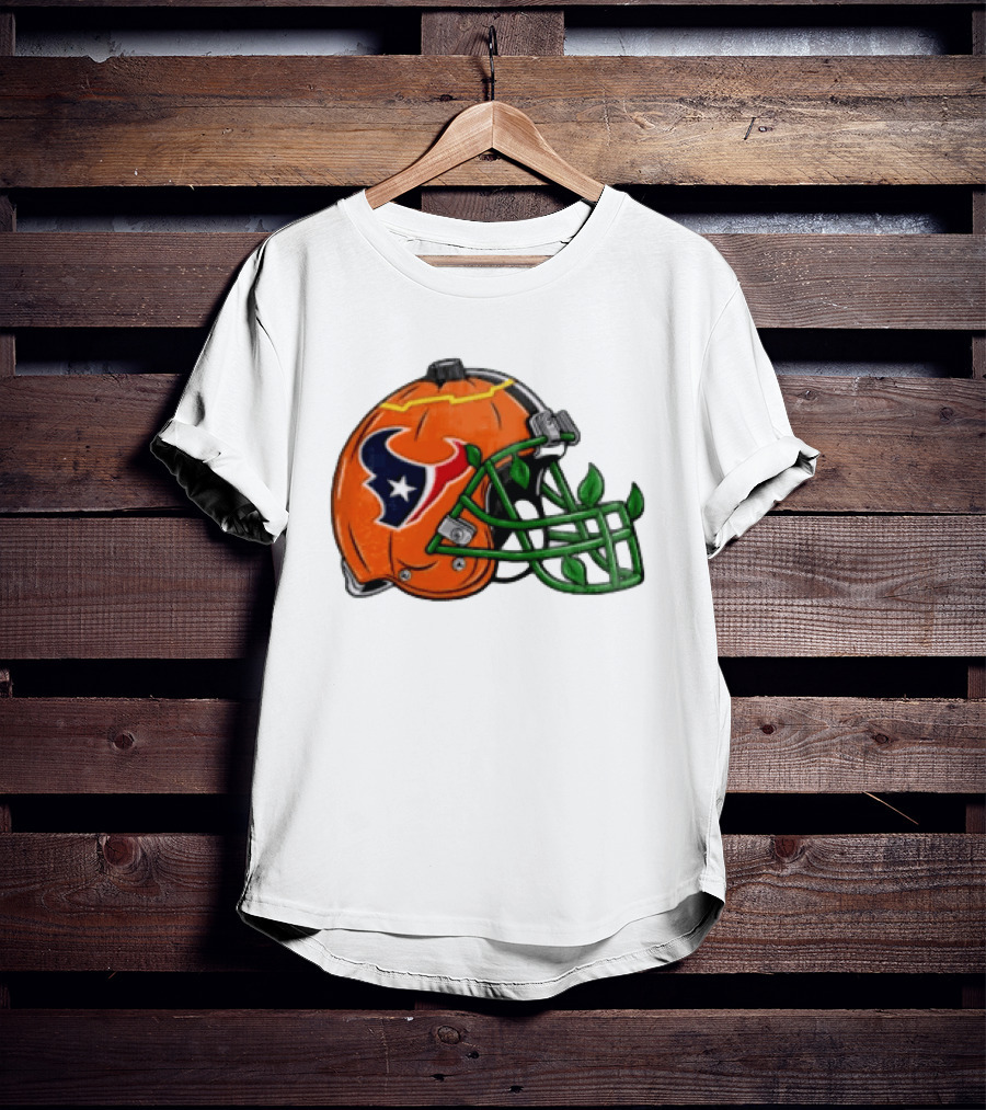 Houston Texans Pumpkin Helmet Halloween Football Fan T-Shirt