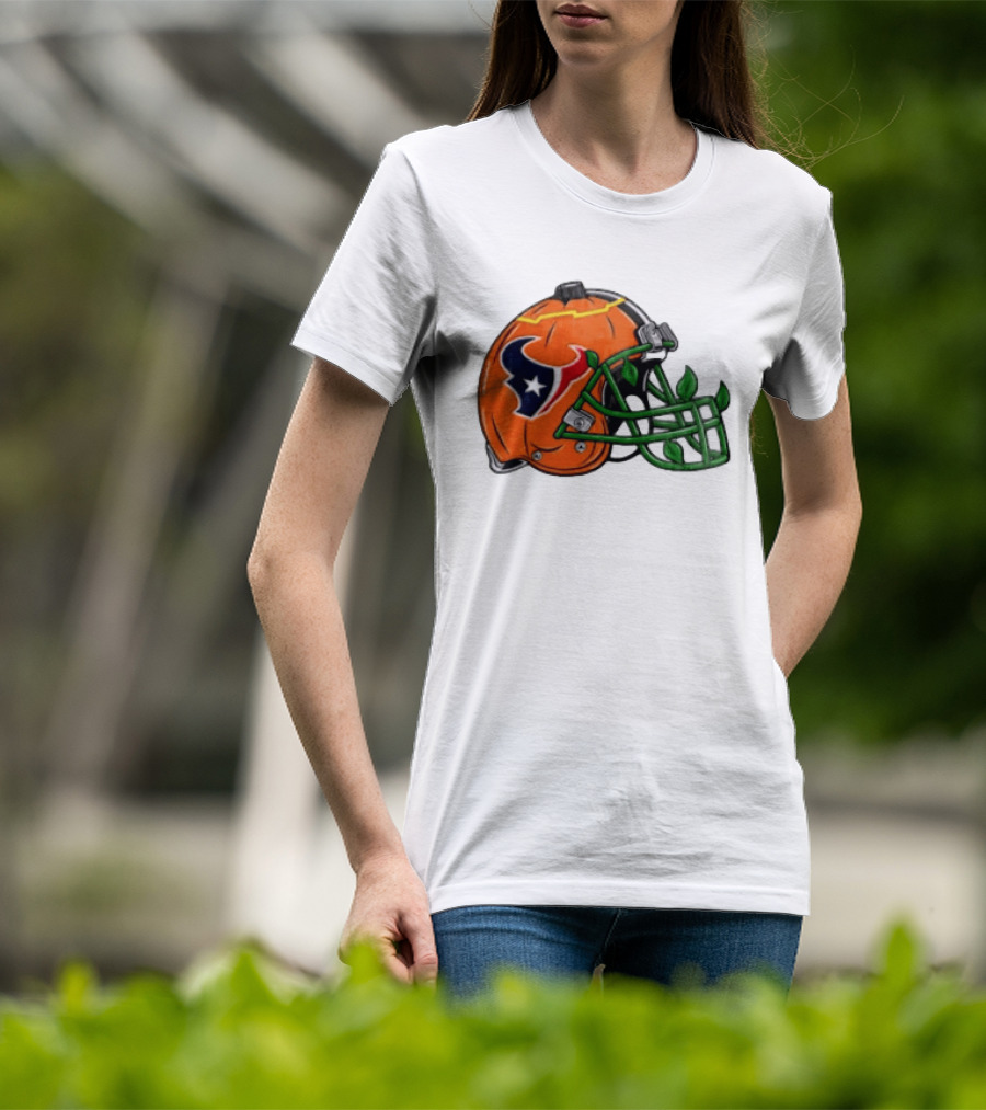 Houston Texans Pumpkin Helmet Halloween Football Fan T-Shirt