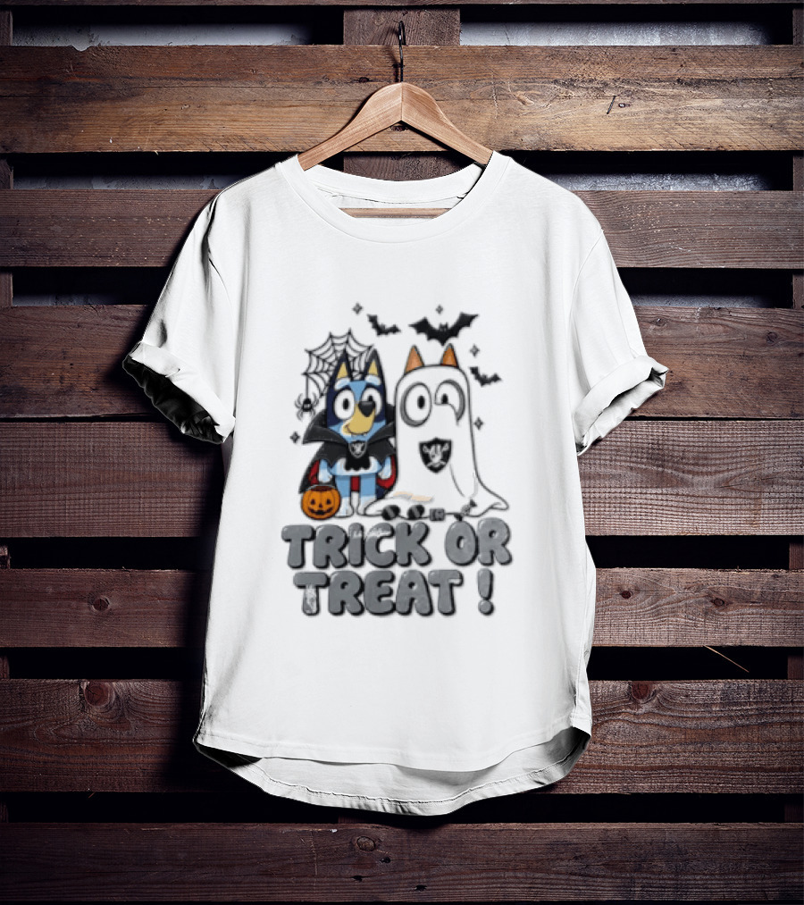 Las Vegas Raiders Bluey Trick Or Treat Halloween Costume Party T-Shirt