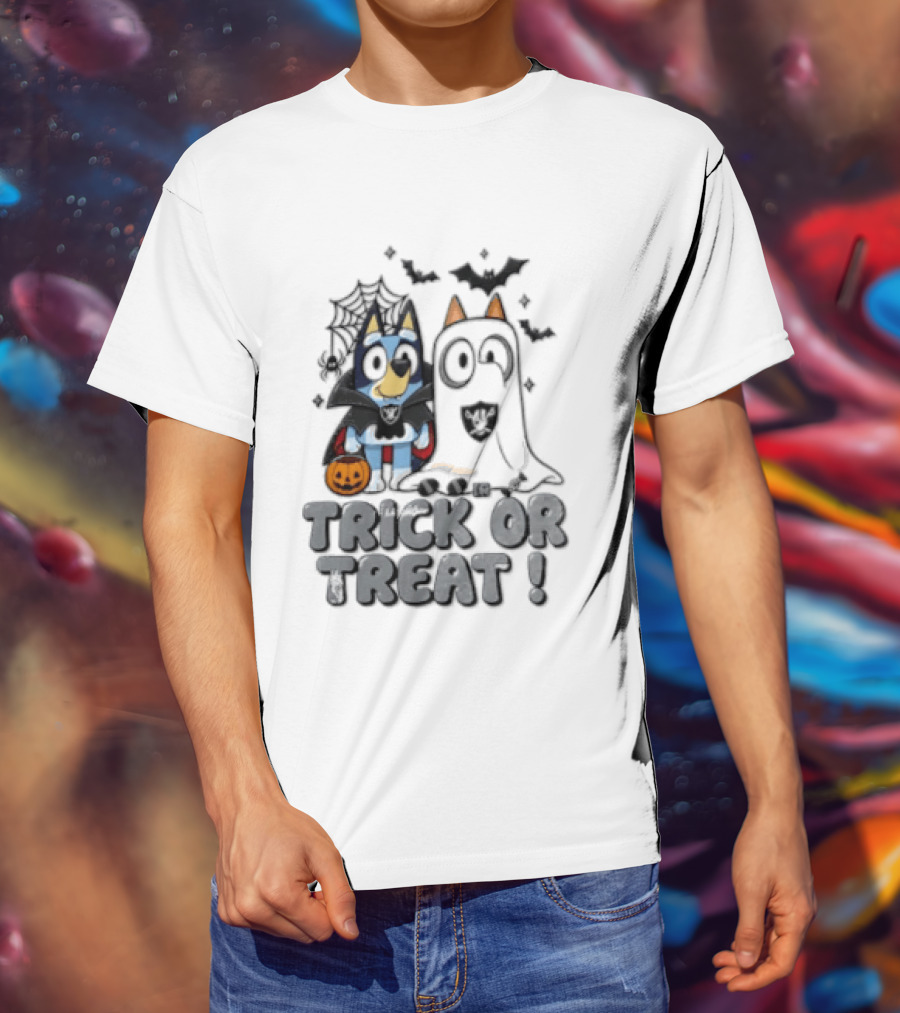 Las Vegas Raiders Bluey Trick Or Treat Halloween Costume Party T-Shirt
