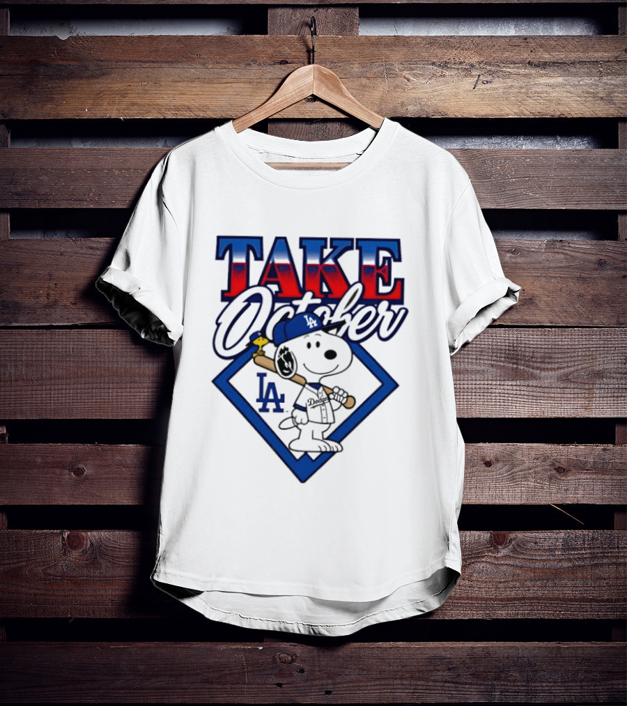 Los Angeles Dodgers Take October Snoopy Baseball Collaboration T-Shirt