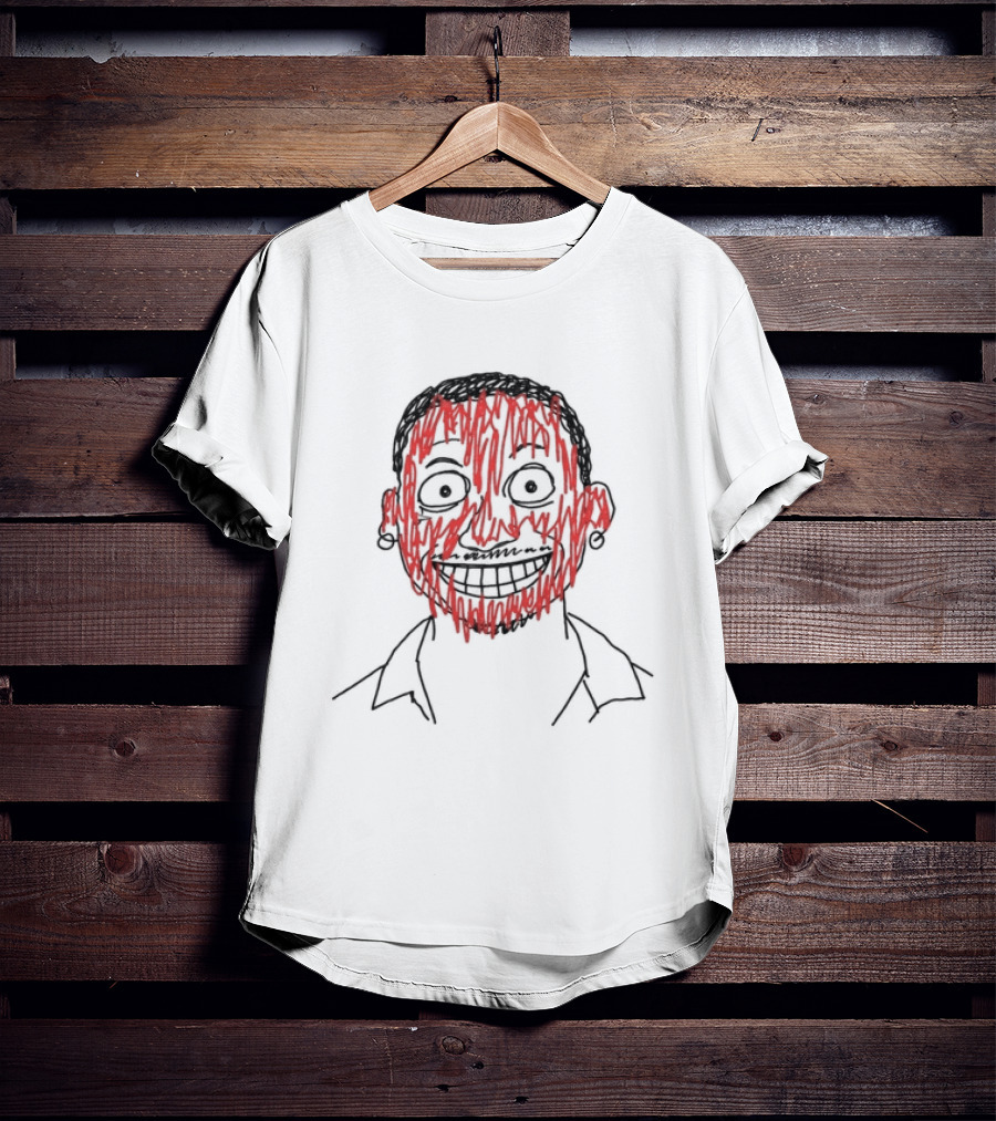 Night Lovell Store Scribble Ringer Nightmarish Grinning Face T-Shirt