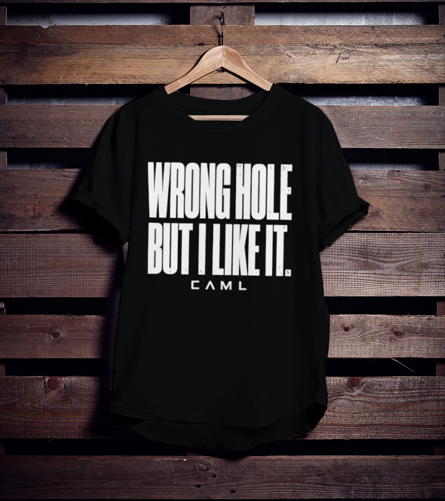 Wrong Hole But I Like It Distressed Sarcastic Saying CAML T-Shirt
