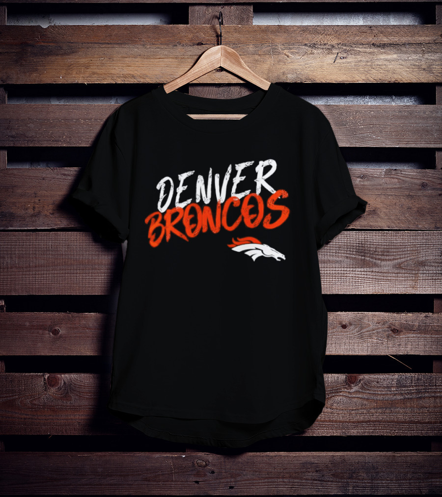 Denver Broncos Team Spirit Bold Brush Script With Iconic Horse T-Shirt
