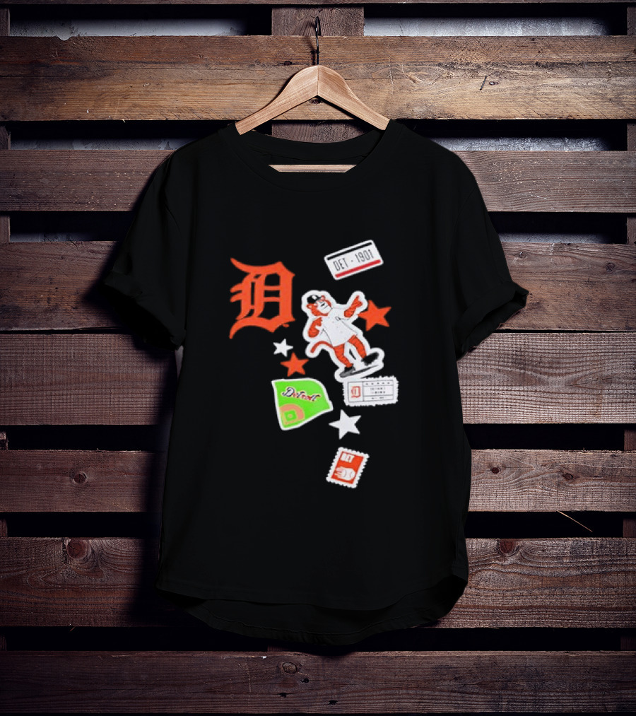 Detroit Tigers New Era Navy City Patch Stars Vintage Baseball Tiger T-Shirt