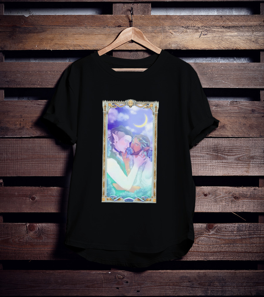 Fantasy Elf Couple 2026 Pride Moon Constellation Floral Romance T-Shirt