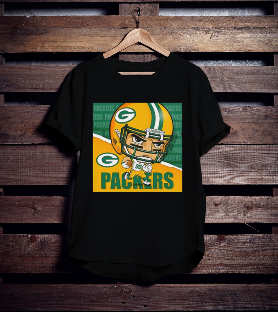 Green Bay Packers Chibi Player Helmet Packers T-Shirt