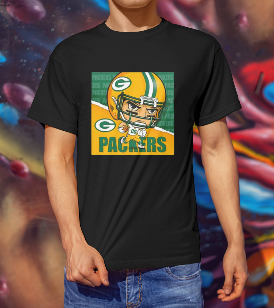 Green Bay Packers Chibi Player Helmet Packers T-Shirt