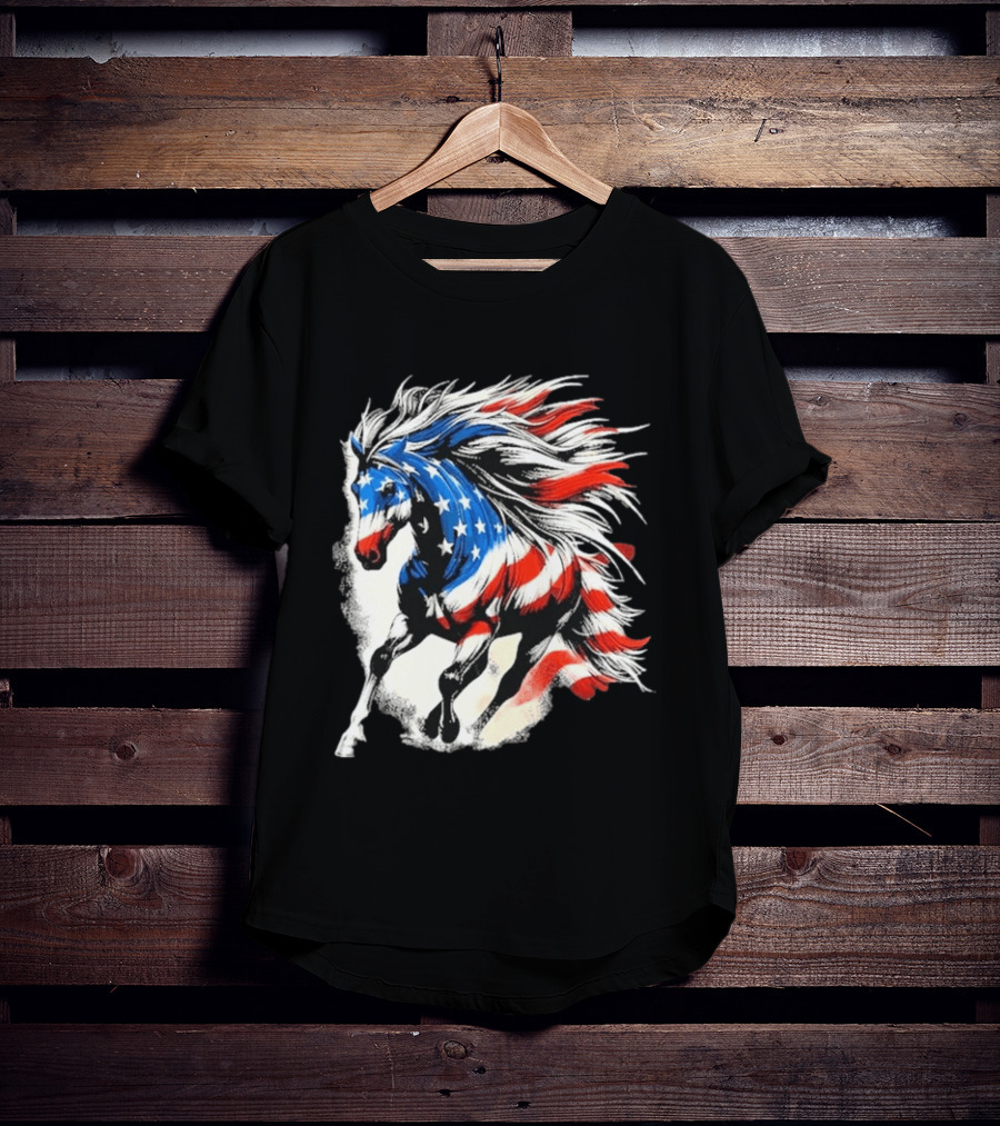 Patriotic Gallop Horse American Flag 4th Of July USA 2026 T-Shirt